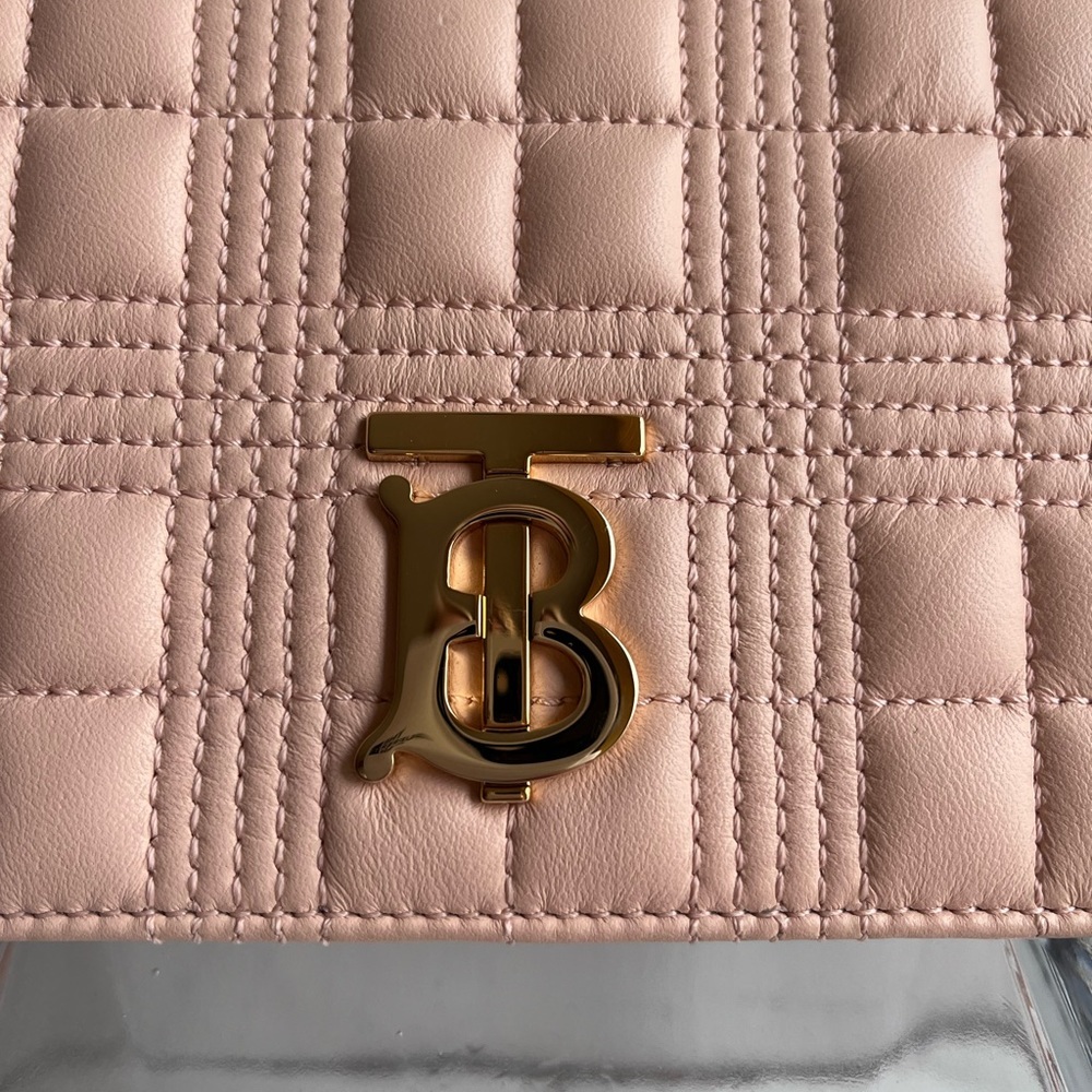 BURBERRY - Lola Quilted Leather Wallet on a Strap-Peach Pink - Picture 11 of 15
